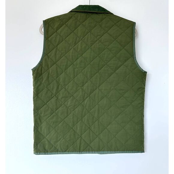 EUC Vineyard Vines Green Quilted Dorset Military Vest Corduroy Collar Size Small - Picture 2 of 10